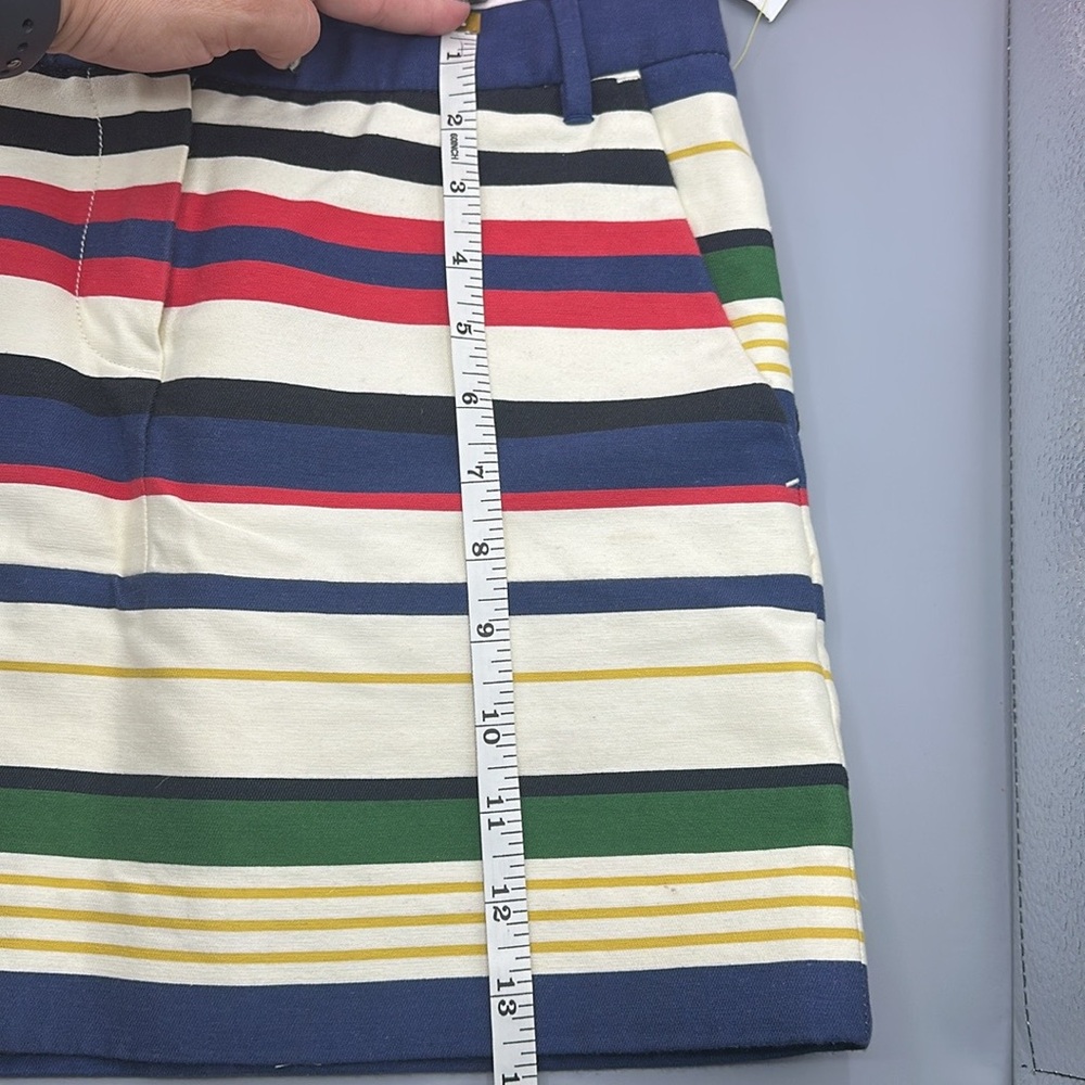 J.CREW Madewell multi stripe mini skirt size 00 cotton blend chino rainbow color - Picture 13 of 15